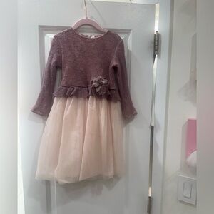 Il Gufo Mauve and Cream Formal Kids Dress